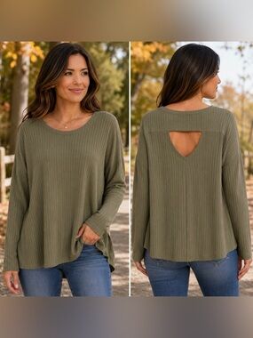 Army Green Ribbed Awake Top
